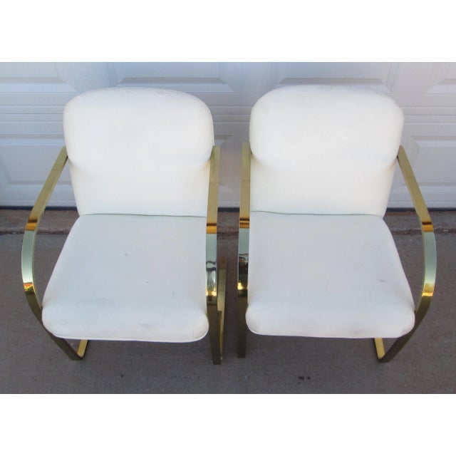 Mid 20th Century Ludwig Mies Van Der Rohe Brno Style Chairs Gold Tone Flat Arm For Sale - Image 4 of 16