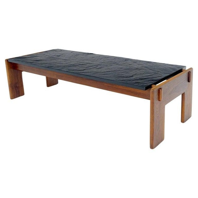 Adrian Pearsall Solid Walnut Slate Like Top 5' Long Rectangle Coffee Table For Sale - Image 10 of 12
