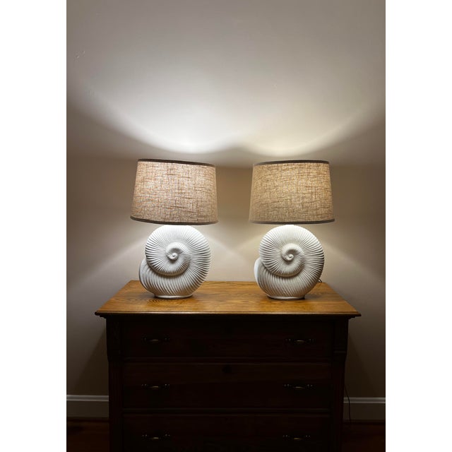 Vintage Spiral Shell Table Lamps, Pair For Sale - Image 11 of 18