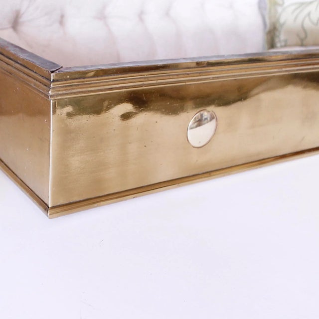 Edwardian Brass Fireplace Fender With Applied Brass Elements For Sale - Image 4 of 9