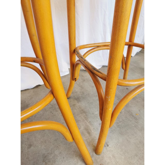 Vintage Bentwood High Pub Stools with Armrests, 1970s, Set of 4 For Sale - Image 10 of 18