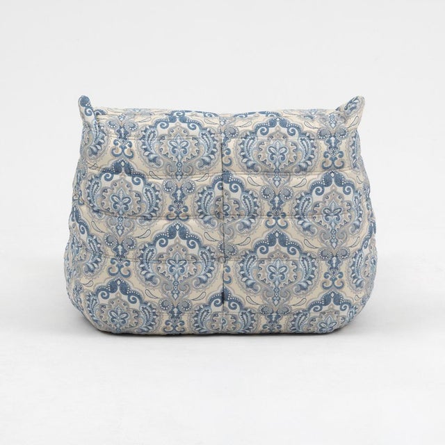Togo Lounge Chair and Pouf in Pattern Fabric by Michel Ducaroy for Ligne Roset, 1973, Set of 2 For Sale - Image 11 of 18