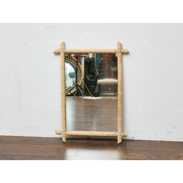 Mid 20th Century Bleached Bamboo Midcentury Mirror with Natural Finish and Coastal Style For Sale - Image 5 of 12
