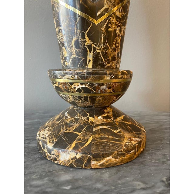 Tessellated Marble and Brass Vases, 1980s, Set of 2 For Sale - Image 11 of 14