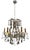 Italian Florentine Tole Gilt Murano Glass Beaded 6-Light Chandelier, 1950s For Sale