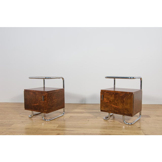Mid-Century Bauhaus Nightstands from Mücke-Melder, Czechoslovakia, 1930s, Set of 2 For Sale - Image 4 of 18
