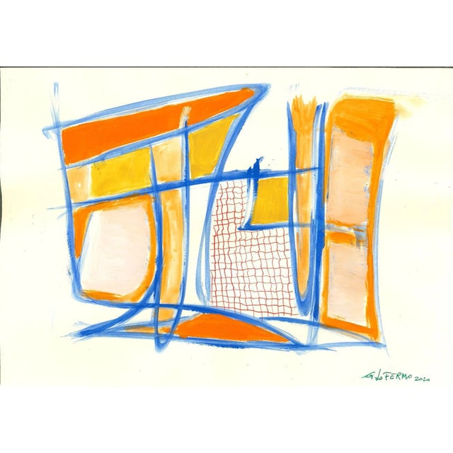 Blue Lines is an original artwork realized by Giorgio Lo Fermo (b. 1947) in 2020. Mixed media in tempera and watercolor on...