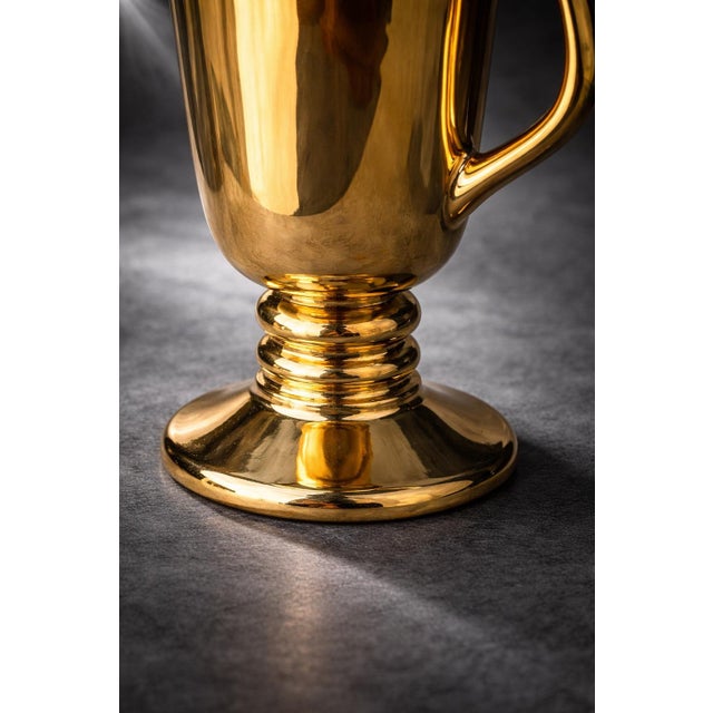 Mid-Century Modern Vintage Mid-Century Hall China Gold Luster Pedestal Irish Coffee Mugs — Pair, Model 1273 — Made in Usa For Sale - Image 3 of 8