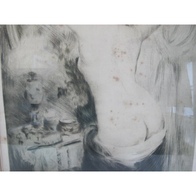 Early 20th Century Manuel Robbe Signed Nu Se Coifant Woman Doing Hair Drypoint Etching Print For Sale - Image 5 of 8