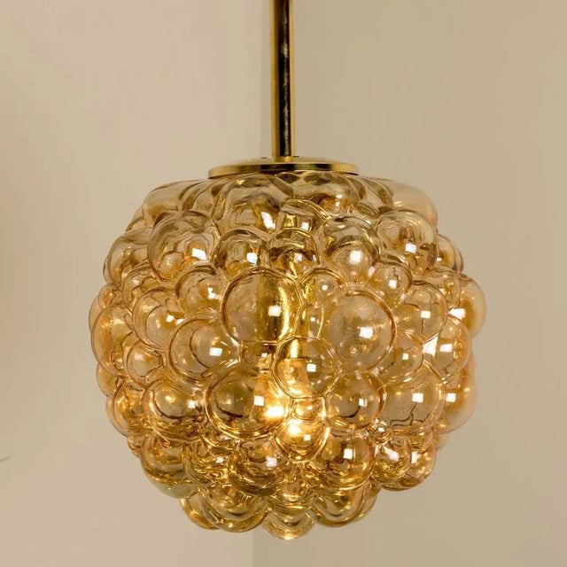 Vintage German Bubbled Glass and Brass Pendant by Helena Tynell, 1970 For Sale - Image 11 of 15