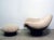 Armchair with pouf model Rodica designed by Mario Brunu for Comfort 1970s. Black painted fibreglass shell, armchair and...