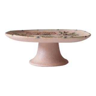 Vintage Light Pink Italian Cake Stand With Wine Making Motif For Sale