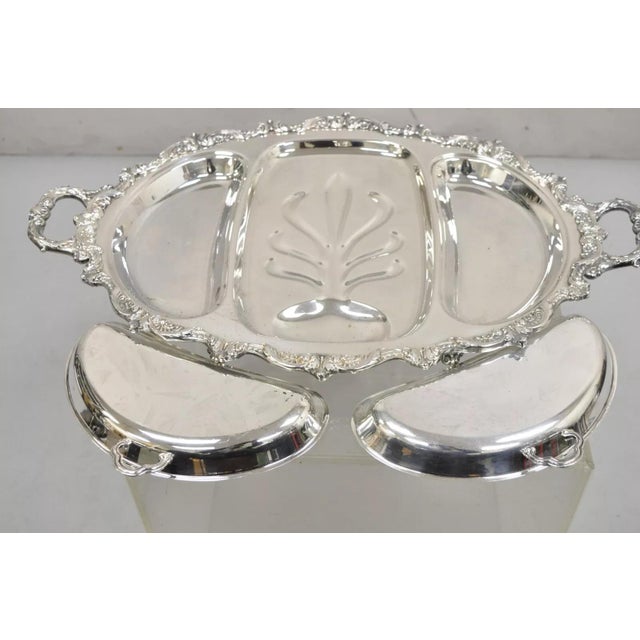 Victorian Vintage Epca Old English Silver Plate by Poole 5036 Cutlery Serving Platter Tray For Sale - Image 3 of 12