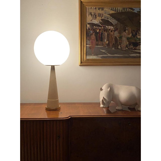 Metal Conic Parchment and Brass Table Lamp, France, 1960s For Sale - Image 7 of 18