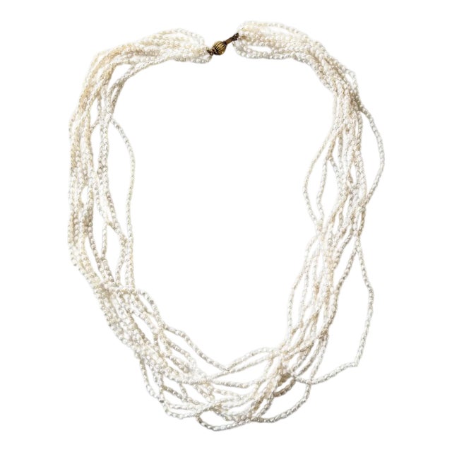 Vintage Multi Strand Freshwater Pearl Beaded Necklace - 28" For Sale