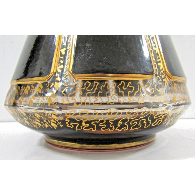 1950s 1950s Mid-Century Modern Moser Black Paneled and Gold Fleck Cut Crystal Wine Decanter Carafe For Sale - Image 5 of 9