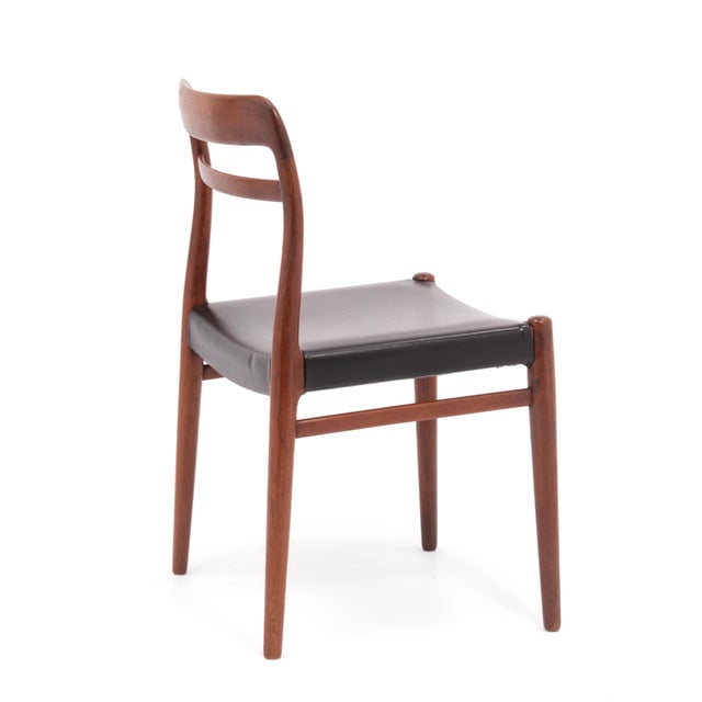 Brown Alf Aarseth Gustav Bahus Model 145 Danish Dining Chairs Black Vinyl Seats Three Available For Sale - Image 8 of 15