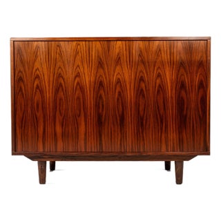 Mid-Century Danish Modern Rosewood Credenza / Cabinet W/ Tambour Door Attributed to Marius Byrialsen for Nipu Møbelfabrik, Denmark, C. 1960s For Sale