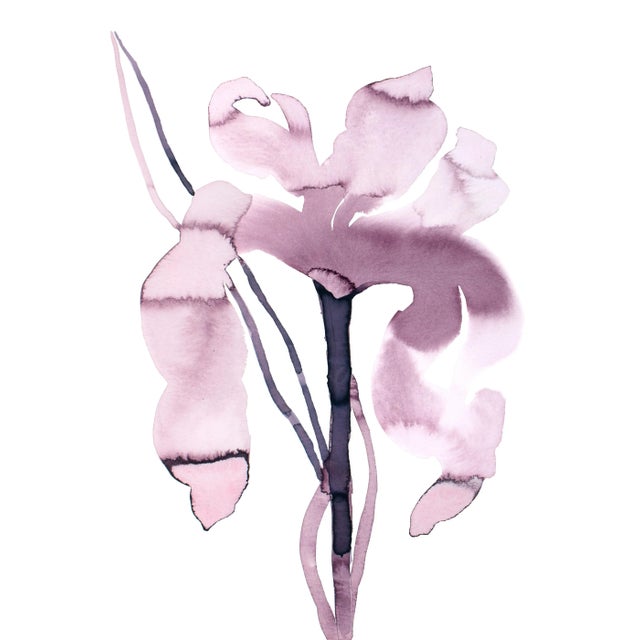"Iris No. 200" Contemporary Original Botanical Flower Watercolor Painting by Elizabeth Becker For Sale