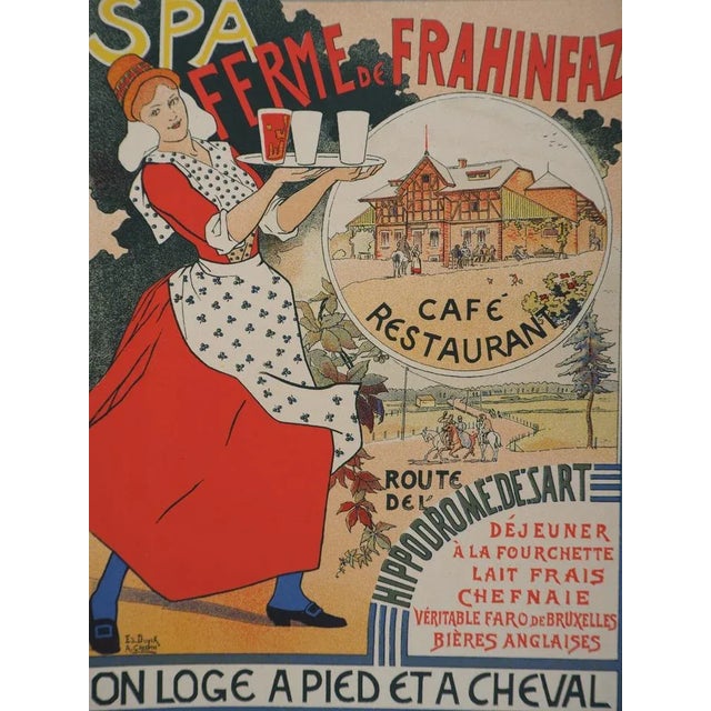 Edouard Duyck & Adolphe Crespin, Waitress Bringing Belgian Beer, 1895, Lithograph For Sale - Image 3 of 10