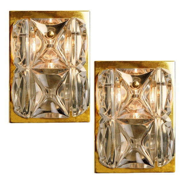 Crystal Glass Wall Light Fixtures from Bakalowits & Söhne for Kinkeldey, 1970s, Set of 2 For Sale