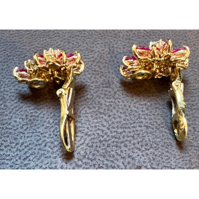 1.6Ct Natural Marquise Ruby& .80 Ct Diamond Clip on Earring 18 KYG For Sale - Image 11 of 18