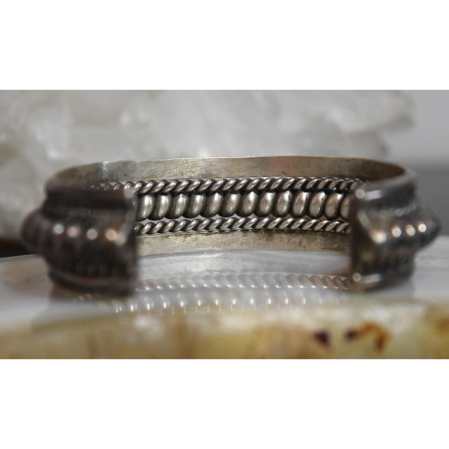 Vintage Heavy Sterling Silver Navajo Cuff Bracelet Franklin & Verna Tahe For Sale - Image 10 of 17
