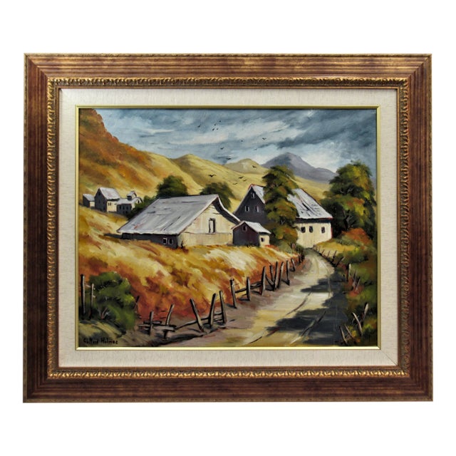 Clifford Holmes, Landscape with Farm, California, Circa 1950 For Sale
