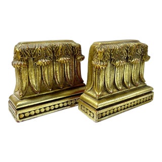Vintage Corinthian Column Bookends – Classical Roman Style Gilded Pair For Sale