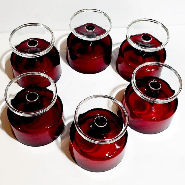 1970s Luminarc Cavalier Ruby Red Champagne/Dessert Cups, Set of 6 For Sale - Image 10 of 11