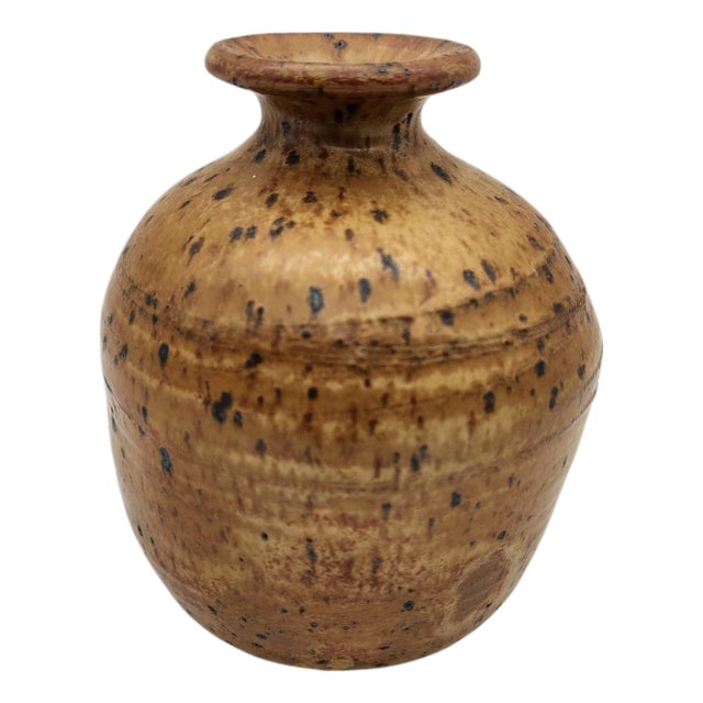 Vintage Studio Pottery Speckled Glaze Bud Vase For Sale