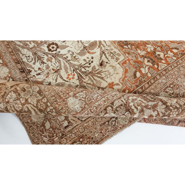 19th Century Persian Tabriz Beige and Brown Handwoven Wool Rug For Sale In New York - Image 6 of 9