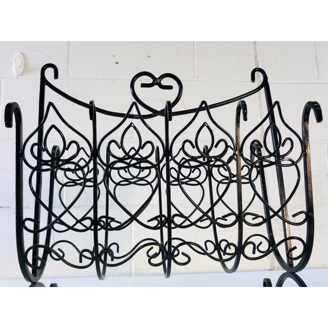 Vintage Black Iron Magazine Rack For Sale - Image 4 of 8