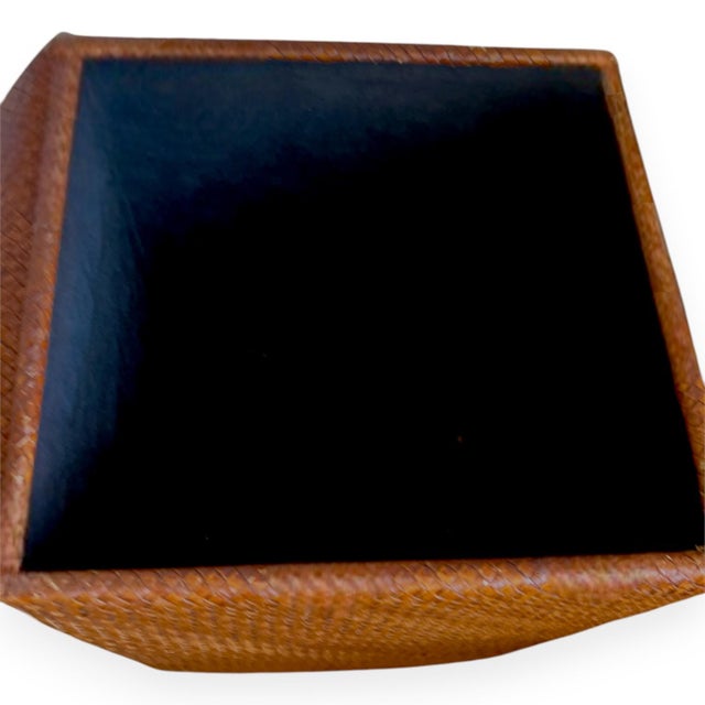 Wood Handwoven Rattan Storage Ottoman With Lid, Shoe Storage Bench for Entryway For Sale - Image 7 of 11