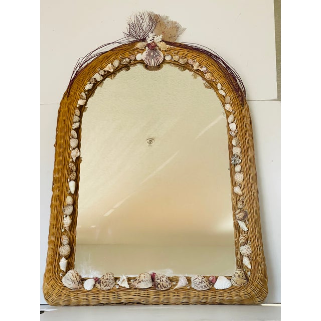 Sea Shell Wicker Coastal Wall Mirror For Sale - Image 4 of 6