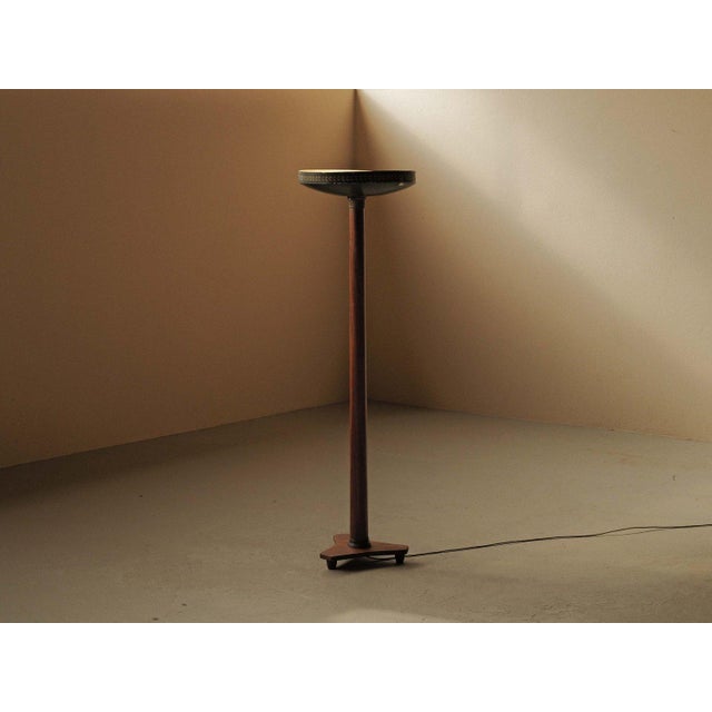 Floor lamp, produced in the 1930s, combines solid mahogany and metal in a design inspired by the Empire style. It stands...