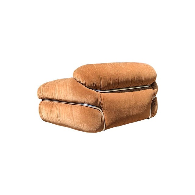 Textile Space Age Sesann Chair in Camel Brown Alpaca Velvet by Gianfranco Frattini for Cassina, 1972 For Sale - Image 7 of 15