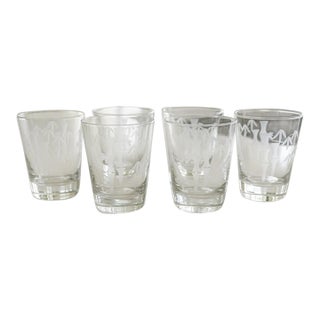 Vintage Mid-Century Modern Sasaki Noritake Bamboo Etched Rocks Glasses- Set 6 For Sale