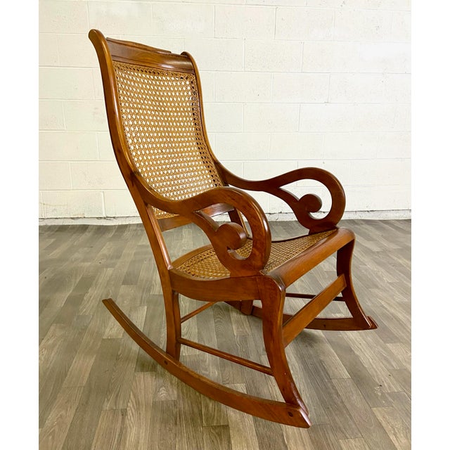Antique Lincoln Style Caned Maple Rocking Chair Chairish