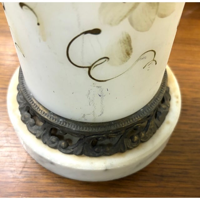Mid Century Glass and Marble Lamps With Gold Applied Flowers and Vine Design For Sale In New York - Image 6 of 7