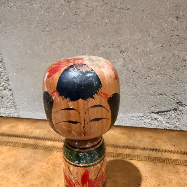 For your consideration, a Japanese Kokeshi doll, a type of traditional wooden folk art from the Tohoku region. Hand-carved...