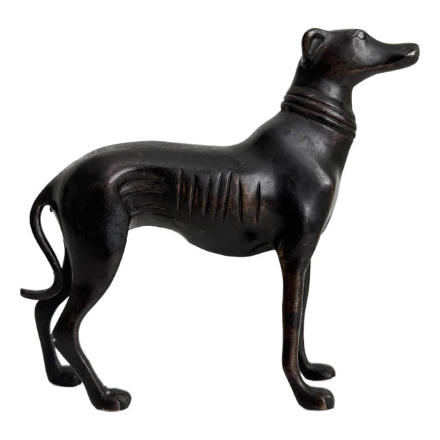 Art Deco Style Cast Bronze Greyhound Whippet Statue For Sale