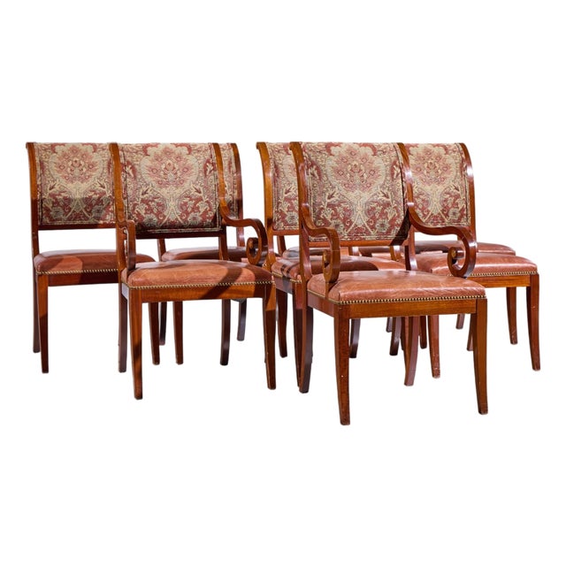 Kindel Furniture Mahogany Sleigh Back Dining Chairs - Set of 8 For Sale