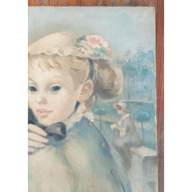 Mid-Century French Impressionist Style Painting of a Young Lady For Sale - Image 4 of 8