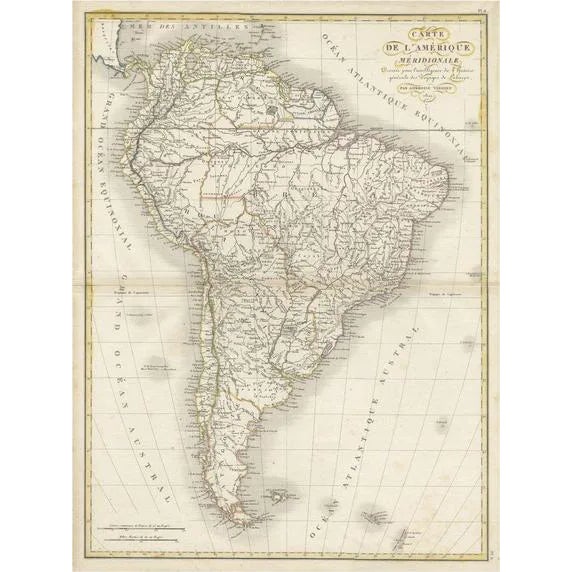 Antique Map of South America, 1821 For Sale