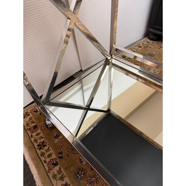 Worlds Away Gerard Bar Cart, Stainless Steel For Sale - Image 11 of 12