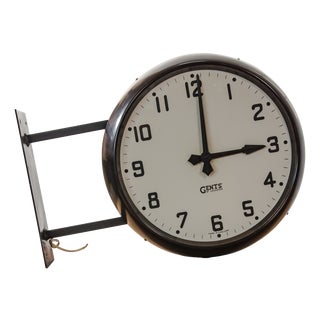 Double-Sided Bakelite Slave Clock with Wall Bracket from Gents of Leicester, England, 1940s For Sale