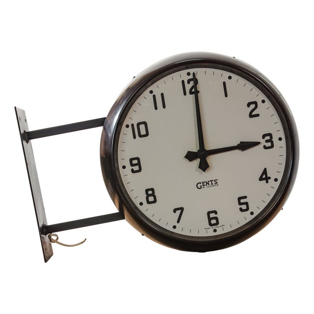 Double-Sided Bakelite Slave Clock with Wall Bracket from Gents of Leicester, England, 1940s For Sale
