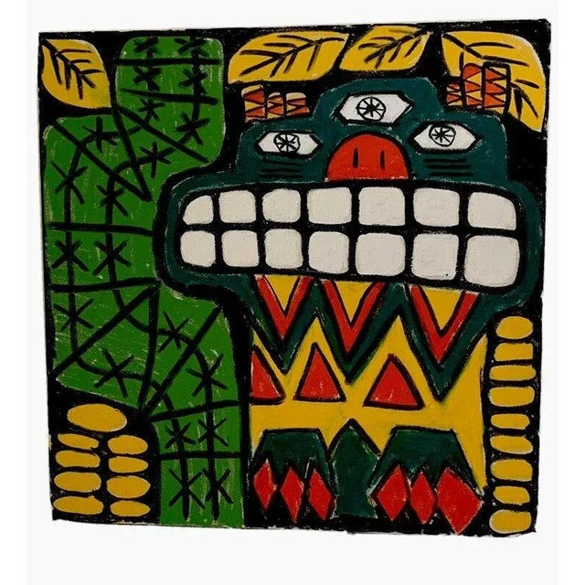 Textile Desert Monster Oil Stick Painting on Canvas by Connor Stephenson 48” For Sale - Image 7 of 7