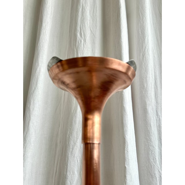 Mid-Century Hungarian Industrial Copper Floor Lamp with Amber Glass Shade, 1970s For Sale - Image 9 of 18